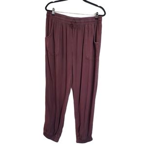 American Eagle AEO Maroon Red Purple Relaxed Fit Distressed Joggers Pants Large